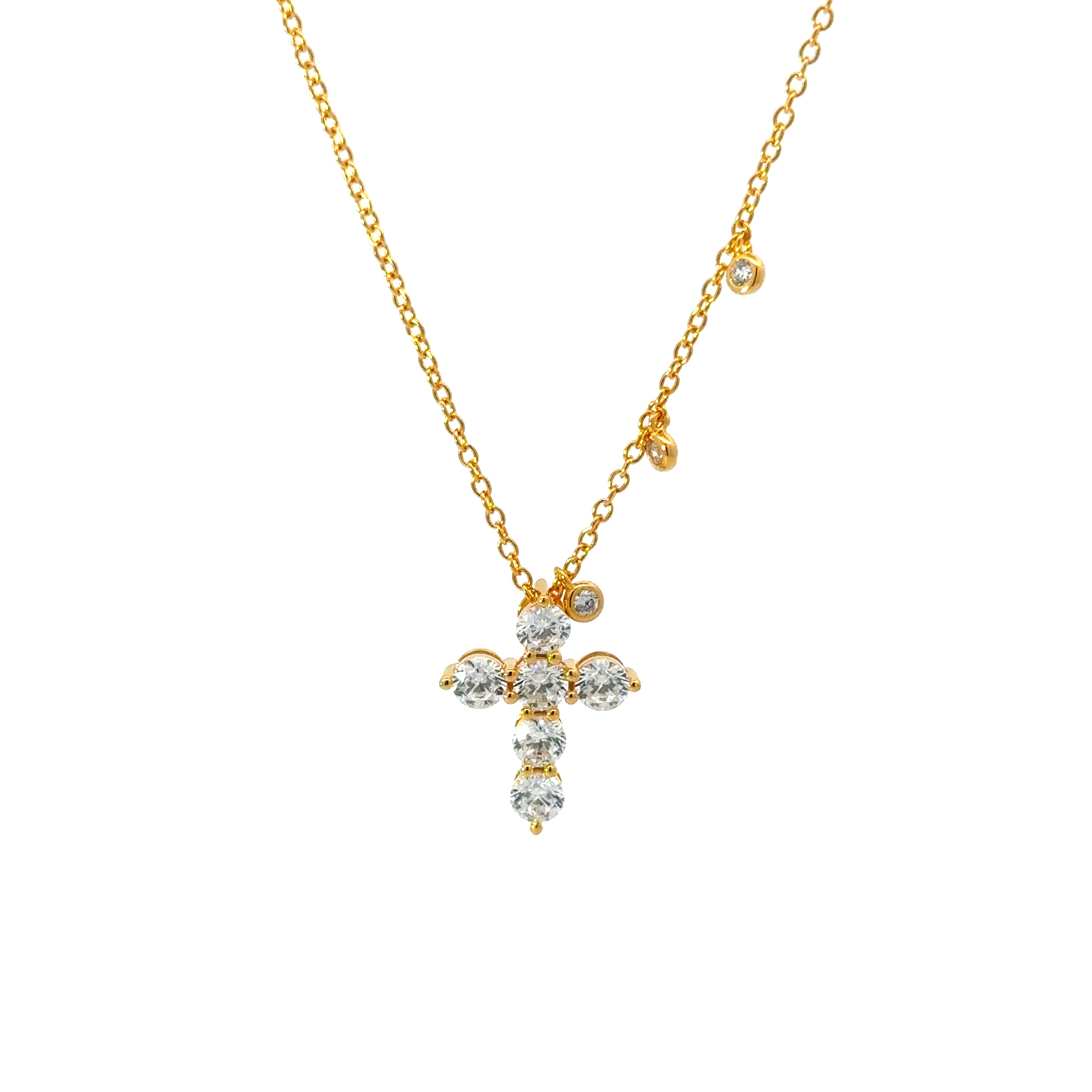 Daily White CZ Silver 14.5 mm Cross Necklace