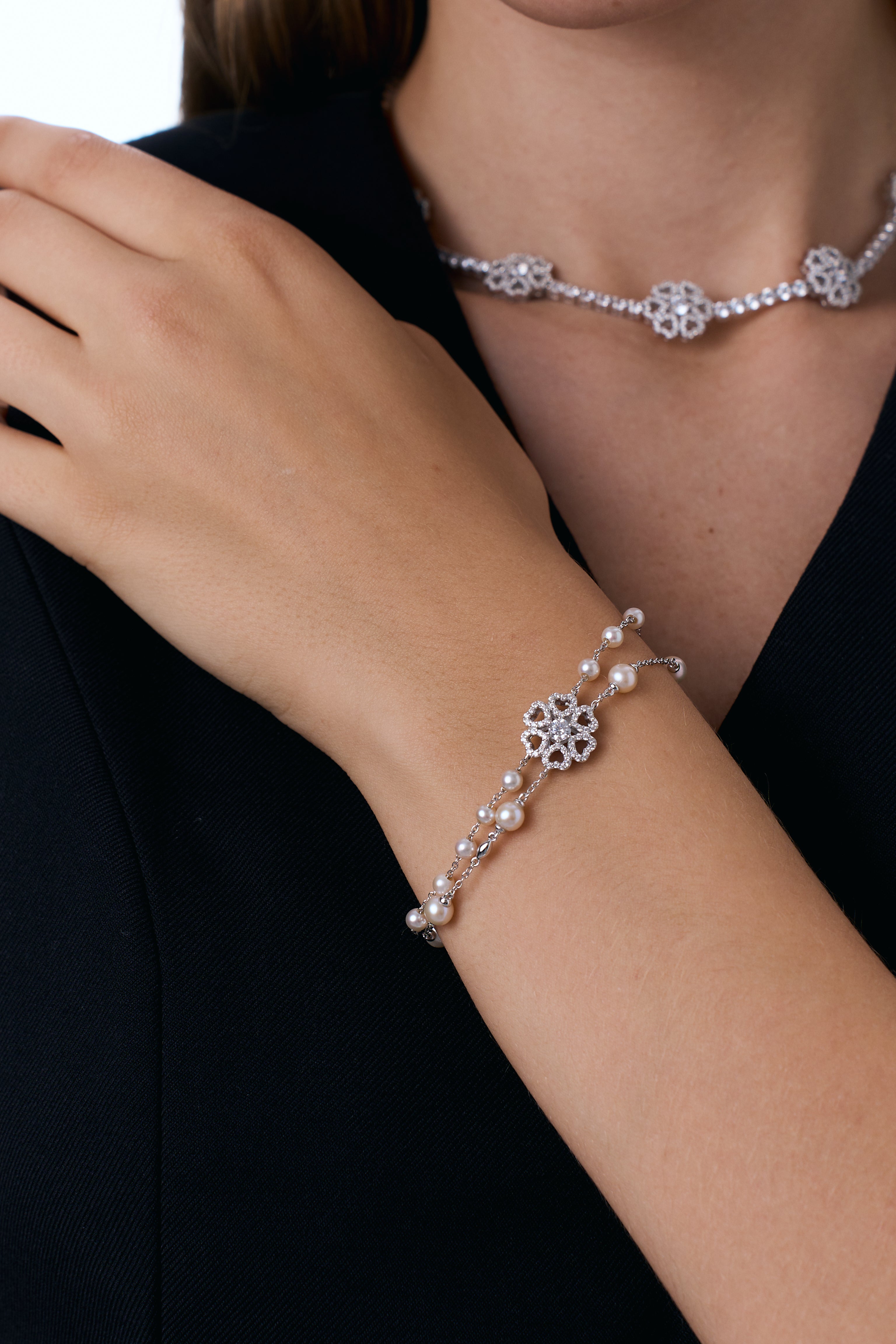 Silver Flower Choker