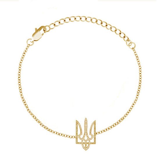 +380 Ukrainian Bracelet with Coat of Arms Zirconia by Natkina