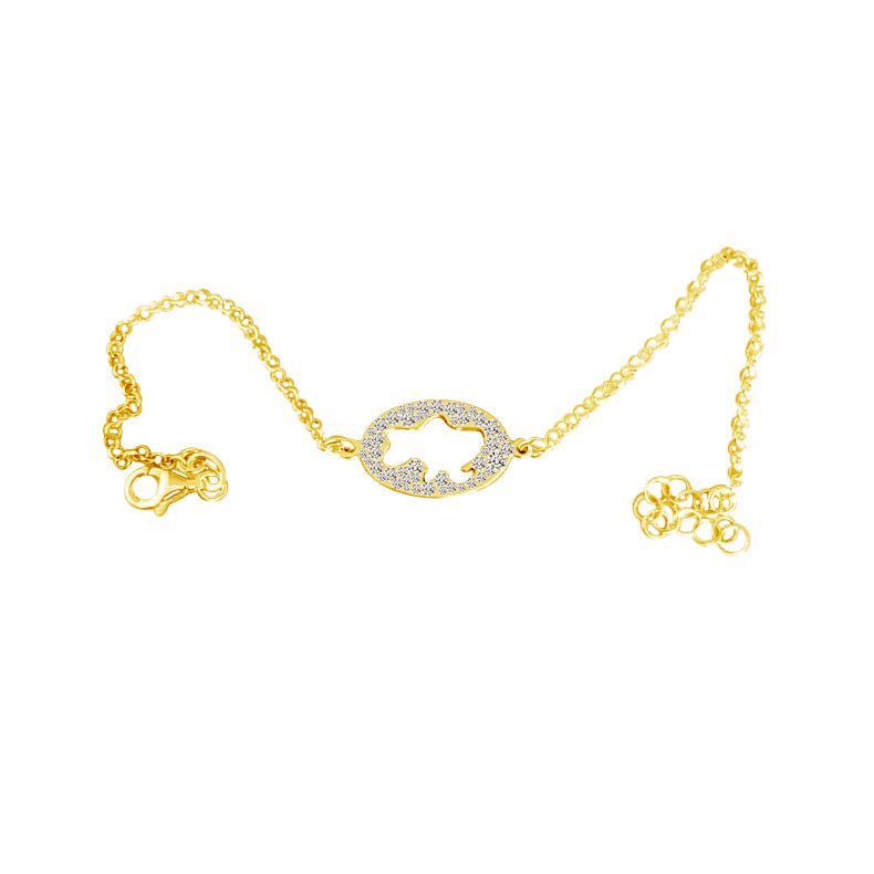 +380 Ukrainian Map Chain Bracelet Zirconia by Natkina