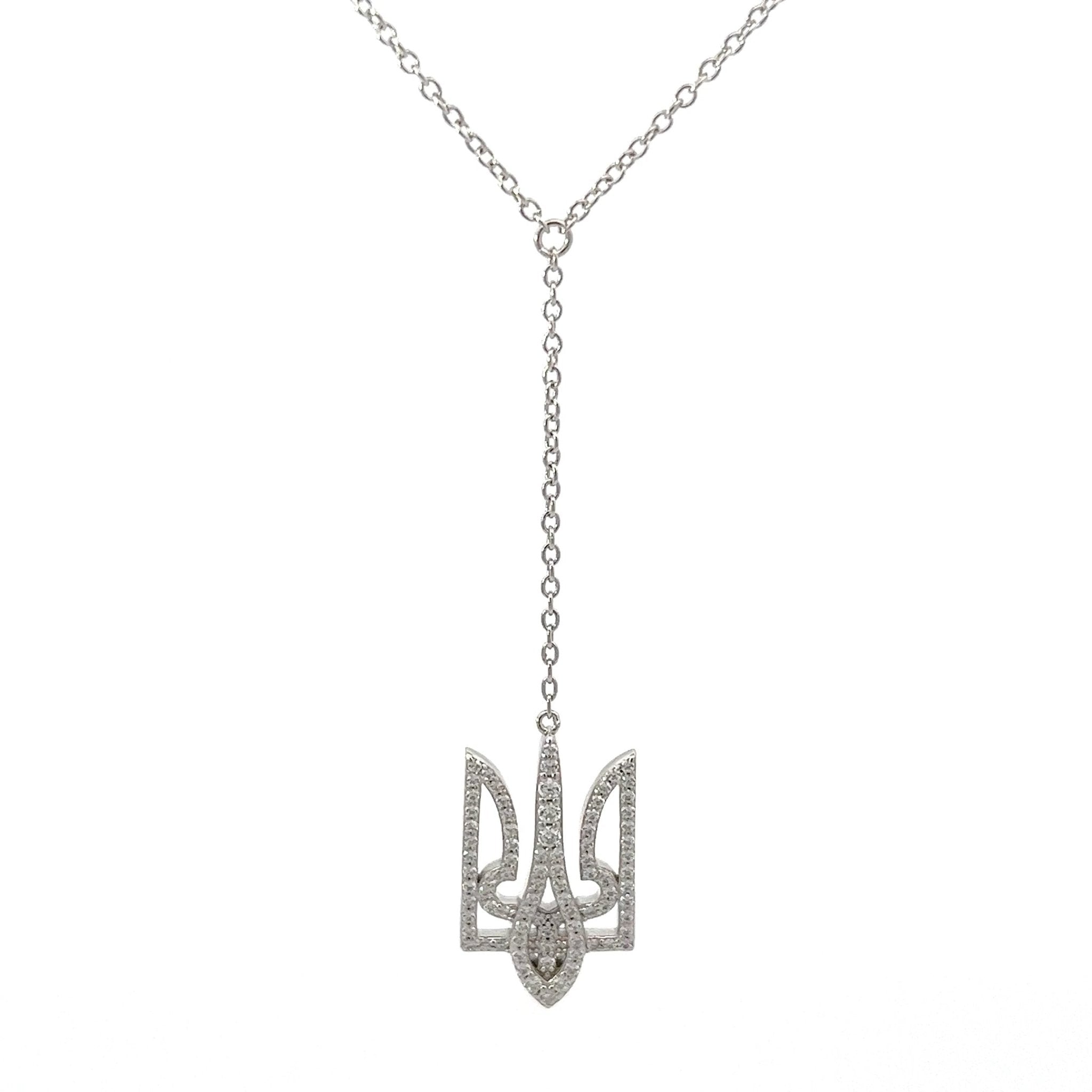 +380 Ukrainian Necklace with Coat of Arms Zirconia by Natkina