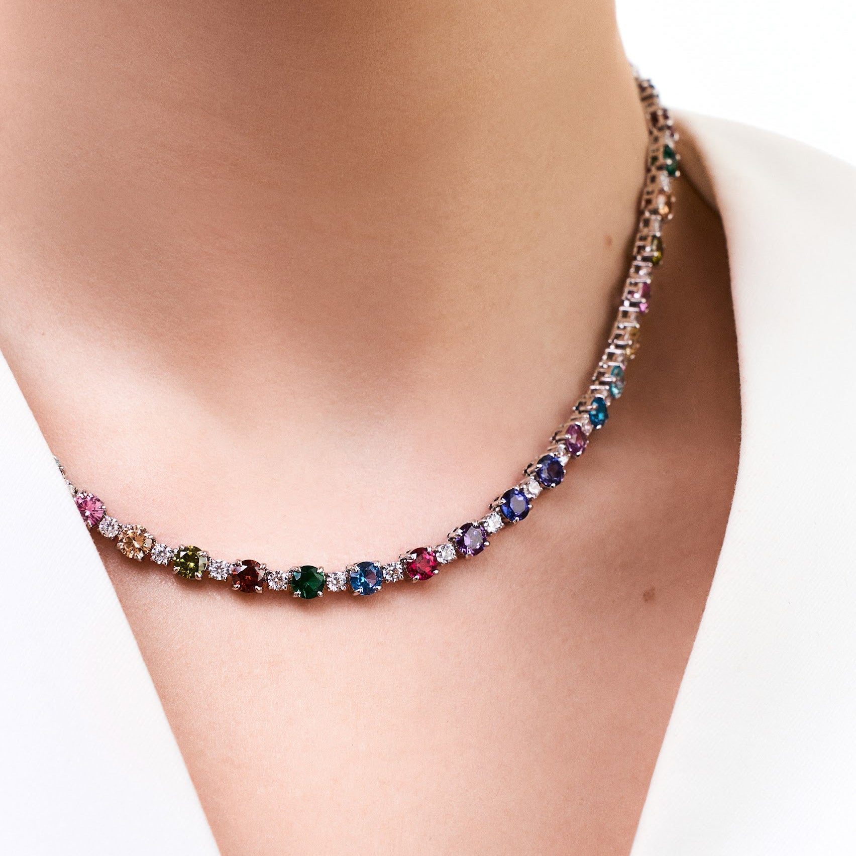 Lollipop Rainbow Tennis Necklace