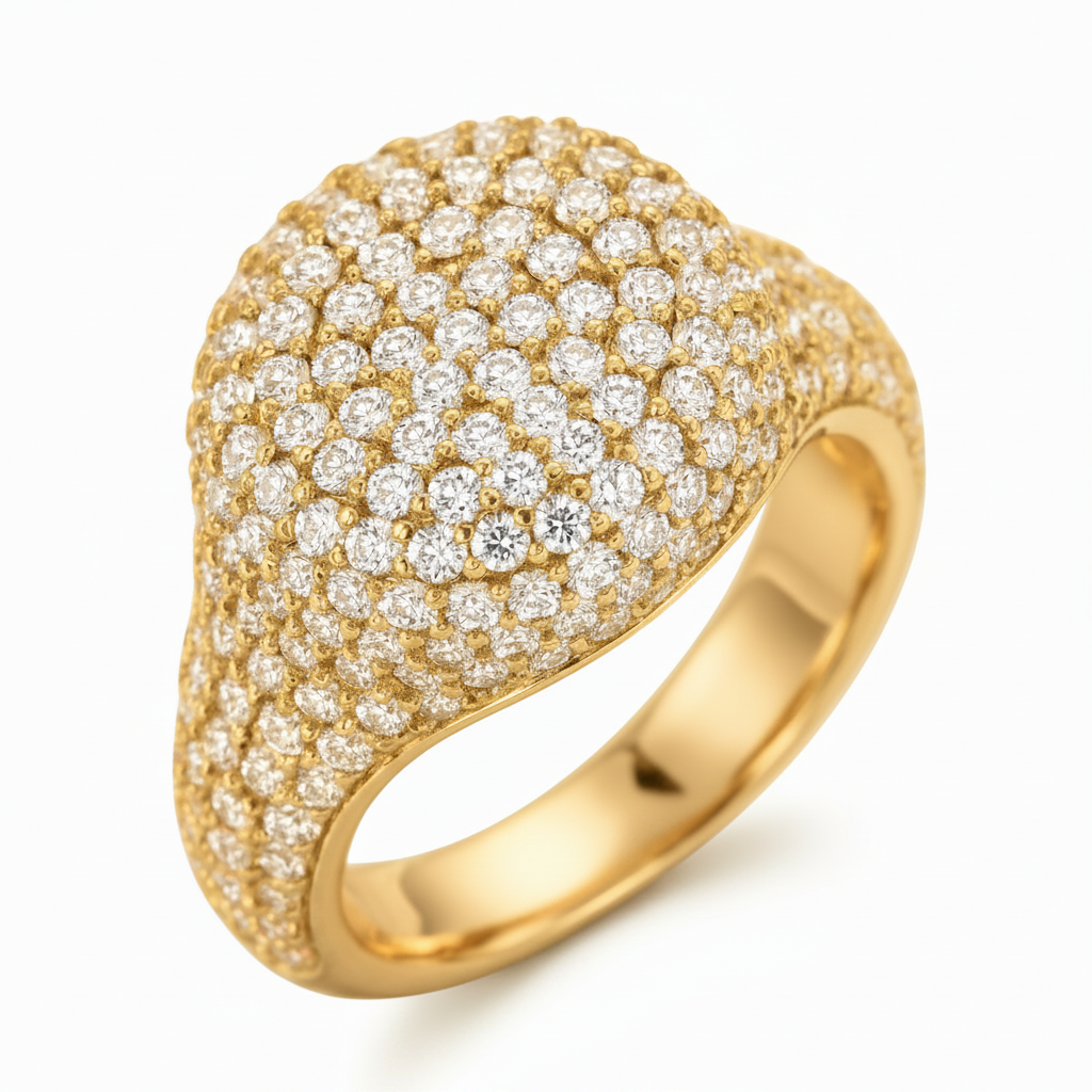 Pave Round Pinky Ring