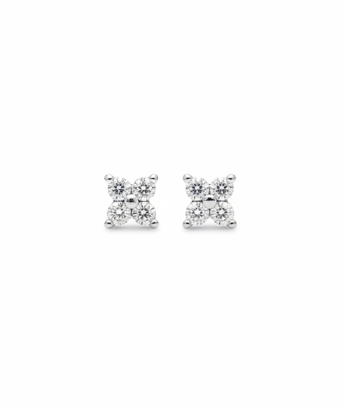 Small Flowers Stud Silver Earrings