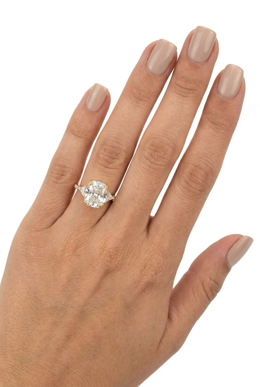 Elongated Cushion Cut Karolina Yellow Gold Silver Ring