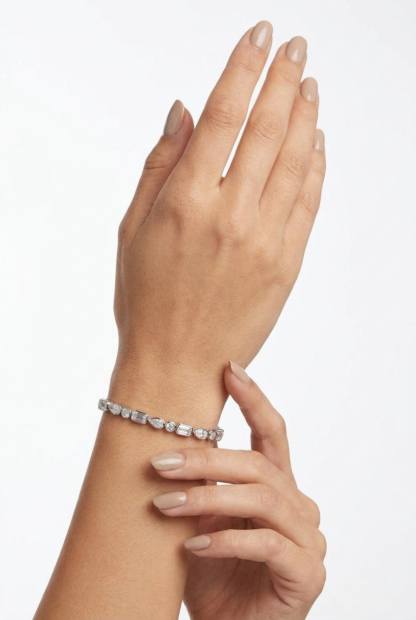 Geometric Mixed-Cut Bezel Bracelet