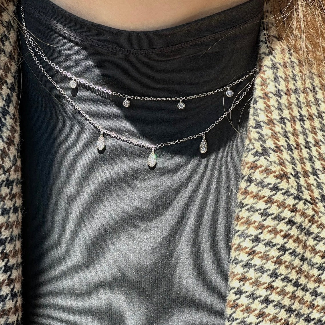 Italian Chain Dewdrop Cascade Necklace