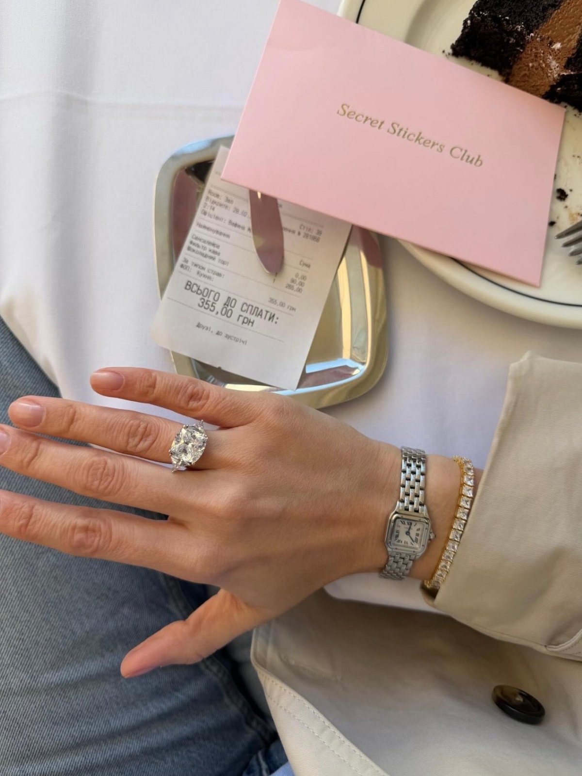 A Cushion Cut Karolina White Silver Ring by Natkina