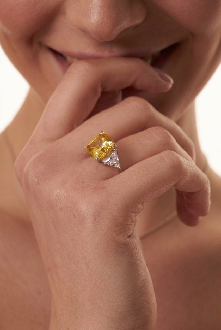 A Cushion Cut Karolina White Silver Ring by Natkina