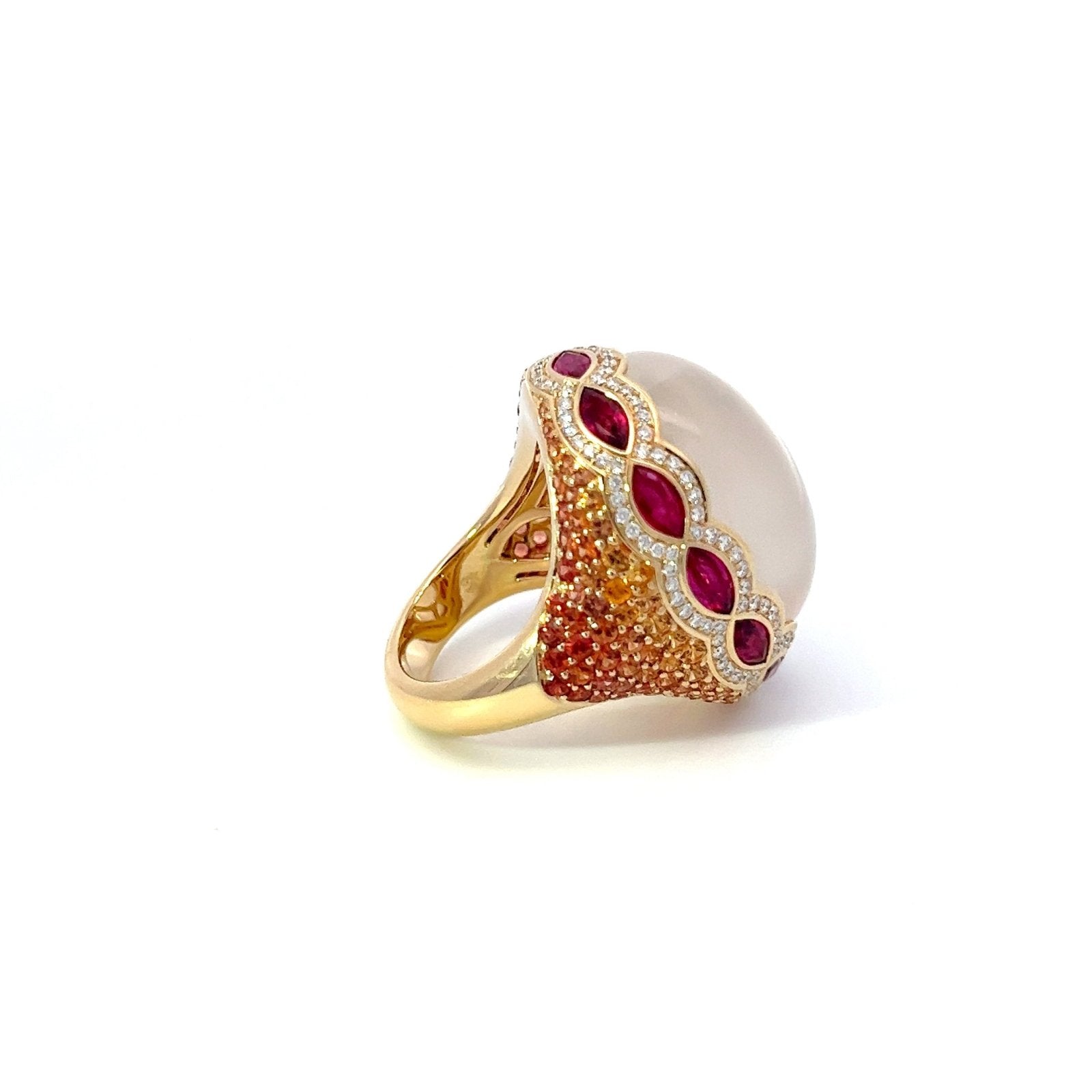 Aladdin Treasure Moonstone Diamond 18K Yellow Gold Exclusive Ring by Natkina