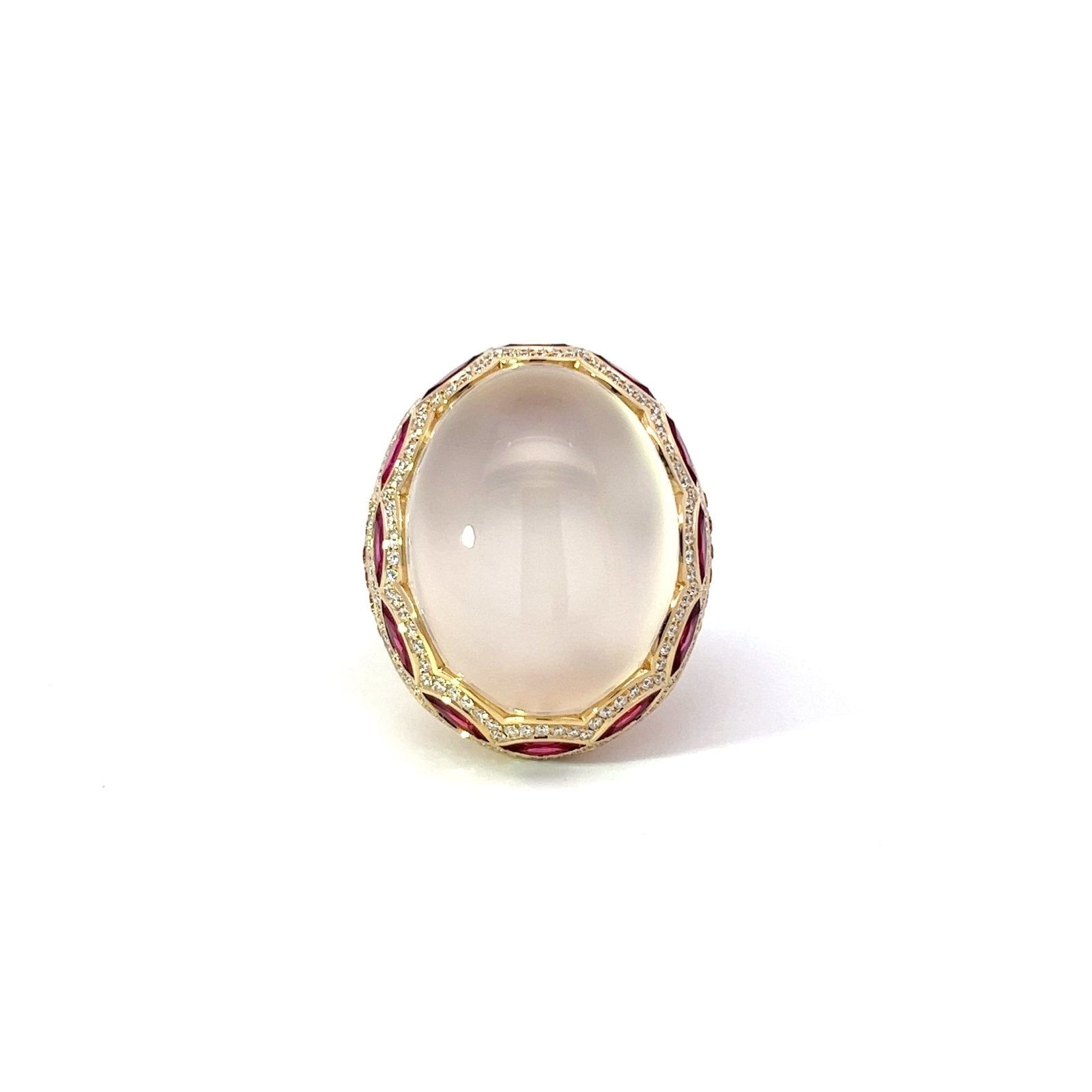 Aladdin Treasure Moonstone Diamond 18K Yellow Gold Exclusive Ring by Natkina