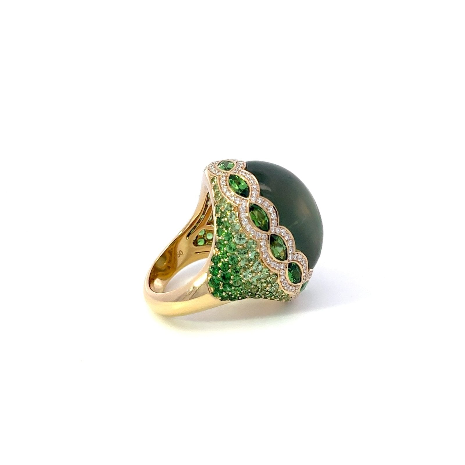 Aladdin Treasure Prenite Diamond 18K Yellow Gold Exclusive Ring by Natkina