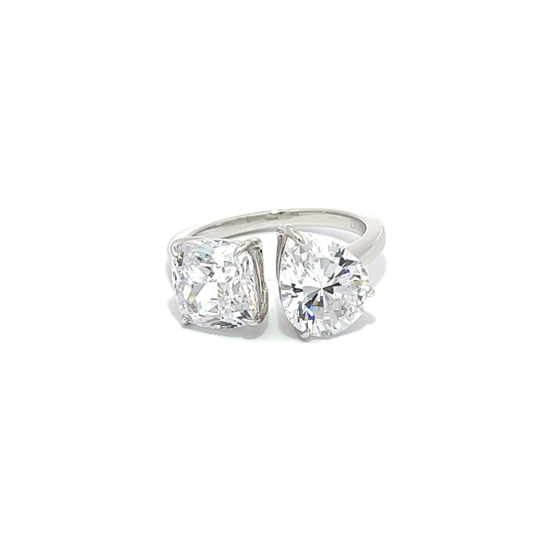 Amazing Cushion & Pear Cut Silver Ring by Natkina