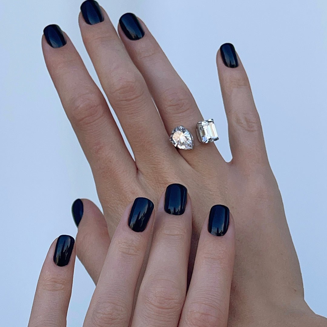 Amazing Cushion & Pear Cut Silver Ring by Natkina