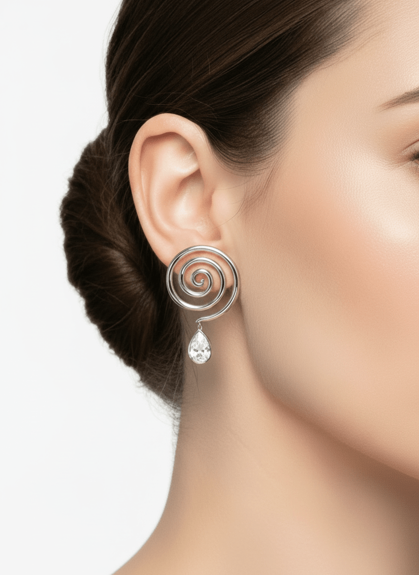 "An Eternal Mystery" Clear Crystal Large Earrings by Kristina Bazan by Natkina