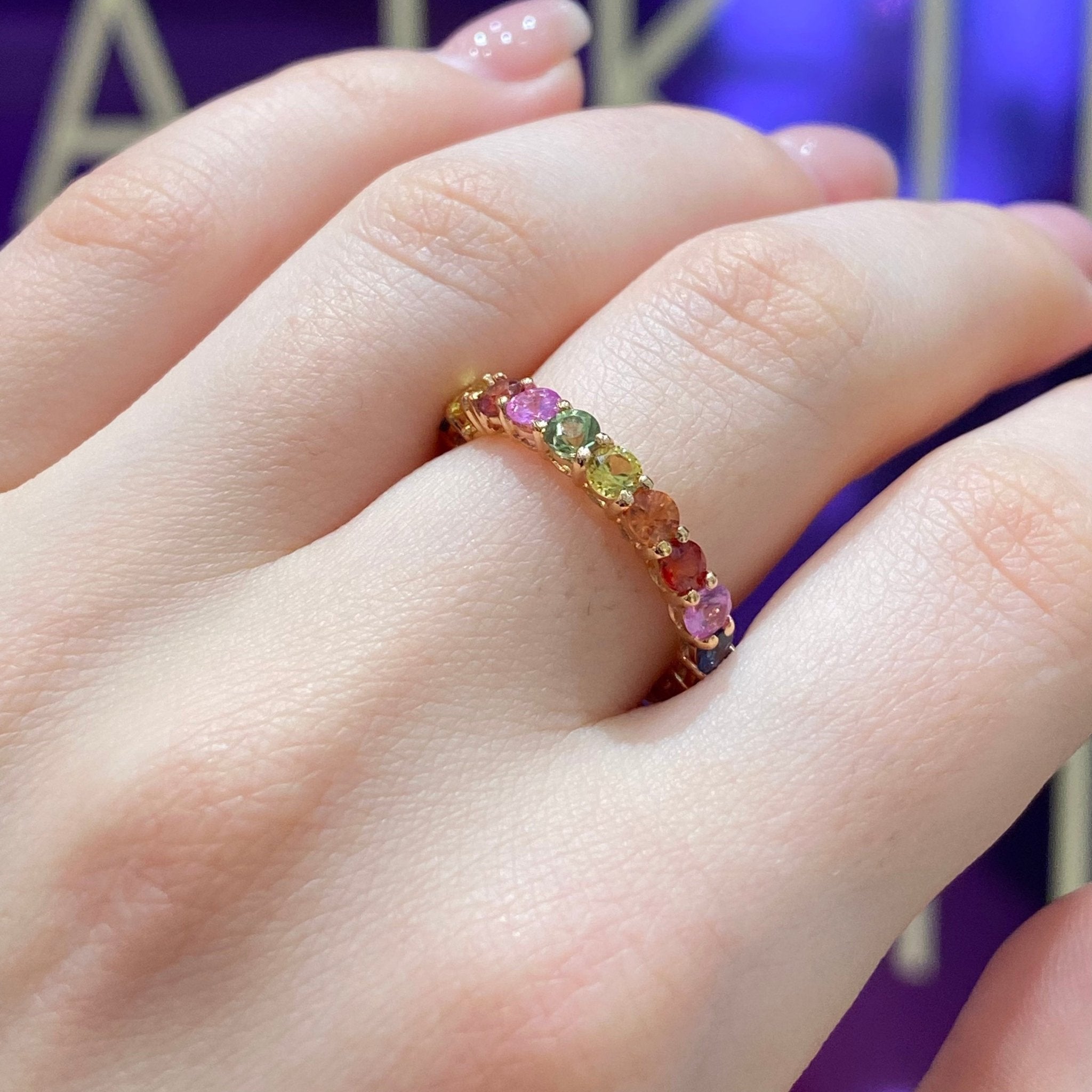 Attractive Multi Sapphire Rose Gold 18K Ring For Her by Natkina