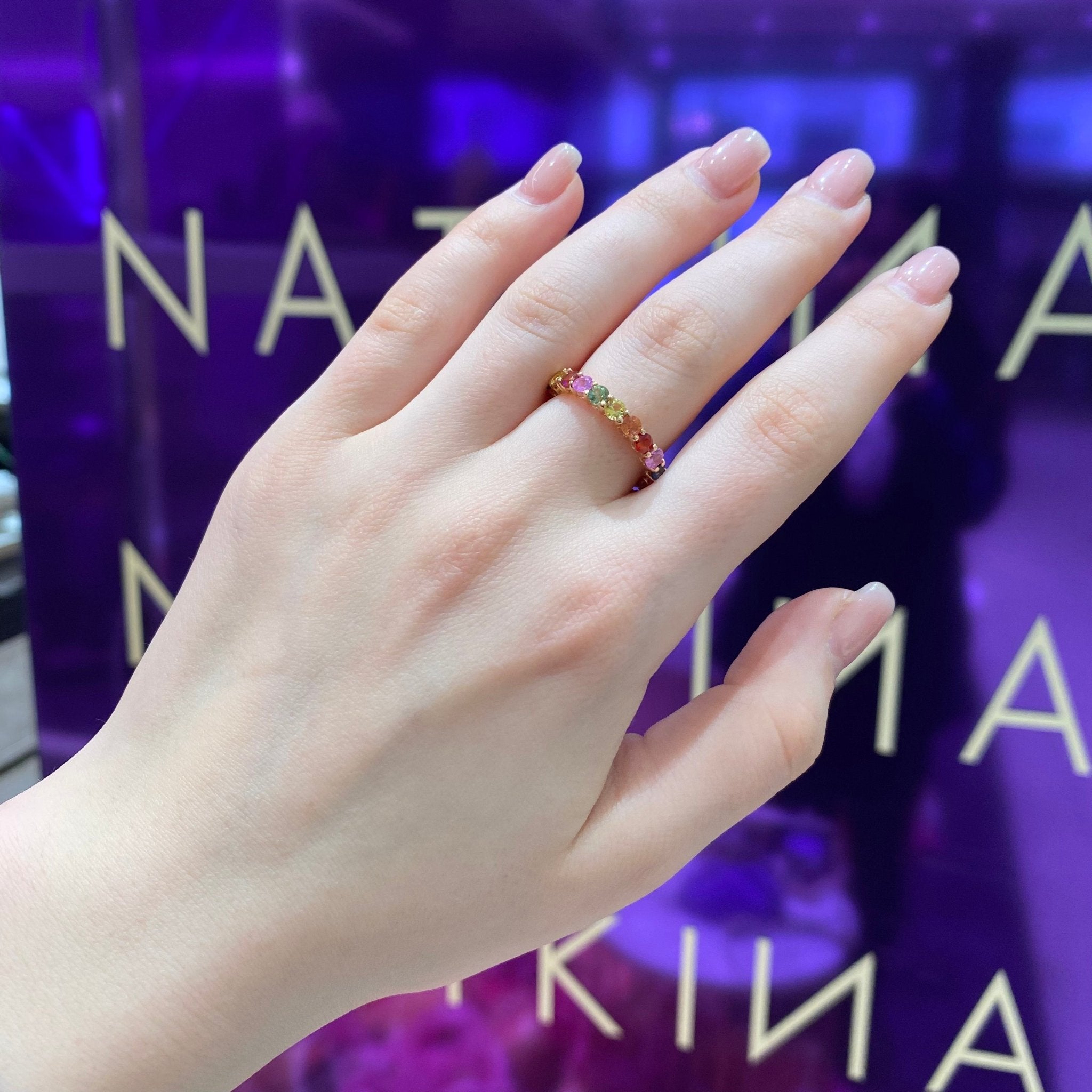 Attractive Multi Sapphire Rose Gold 18K Ring For Her by Natkina