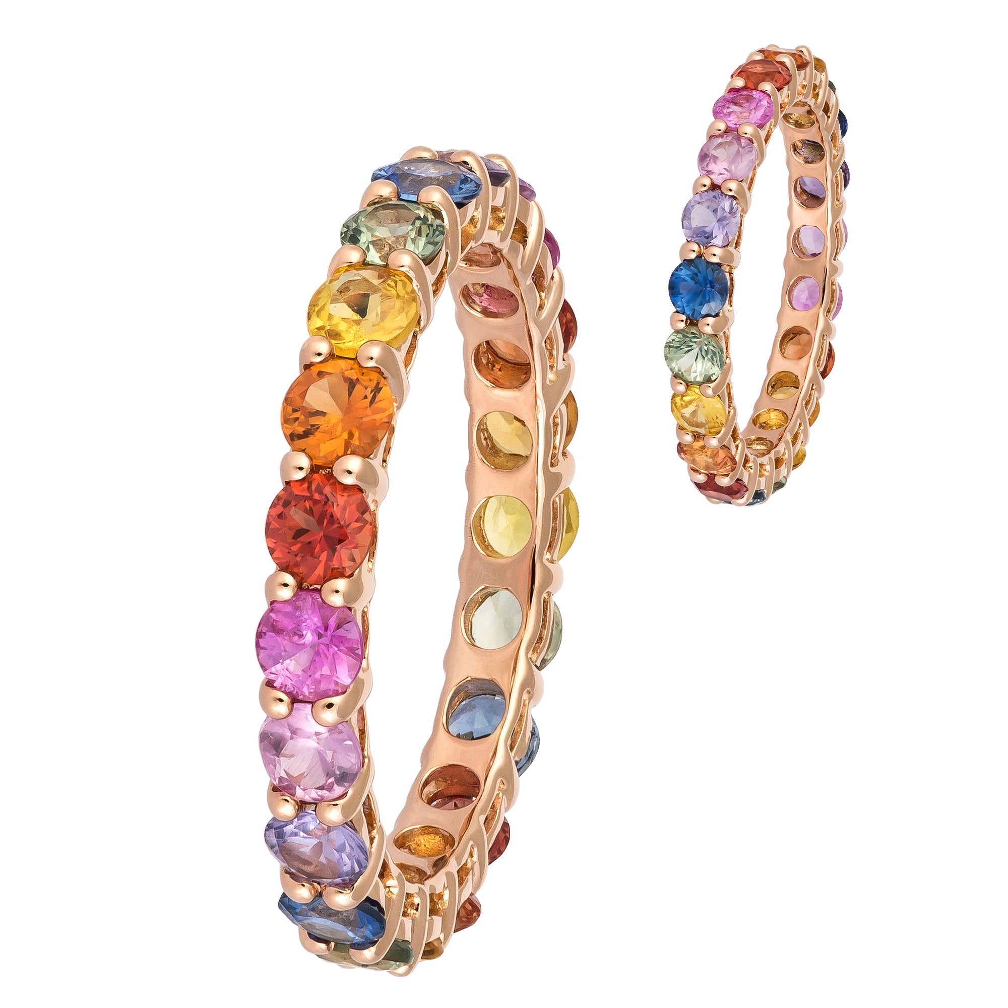 Attractive Multi Sapphire Rose Gold 18K Ring For Her by Natkina