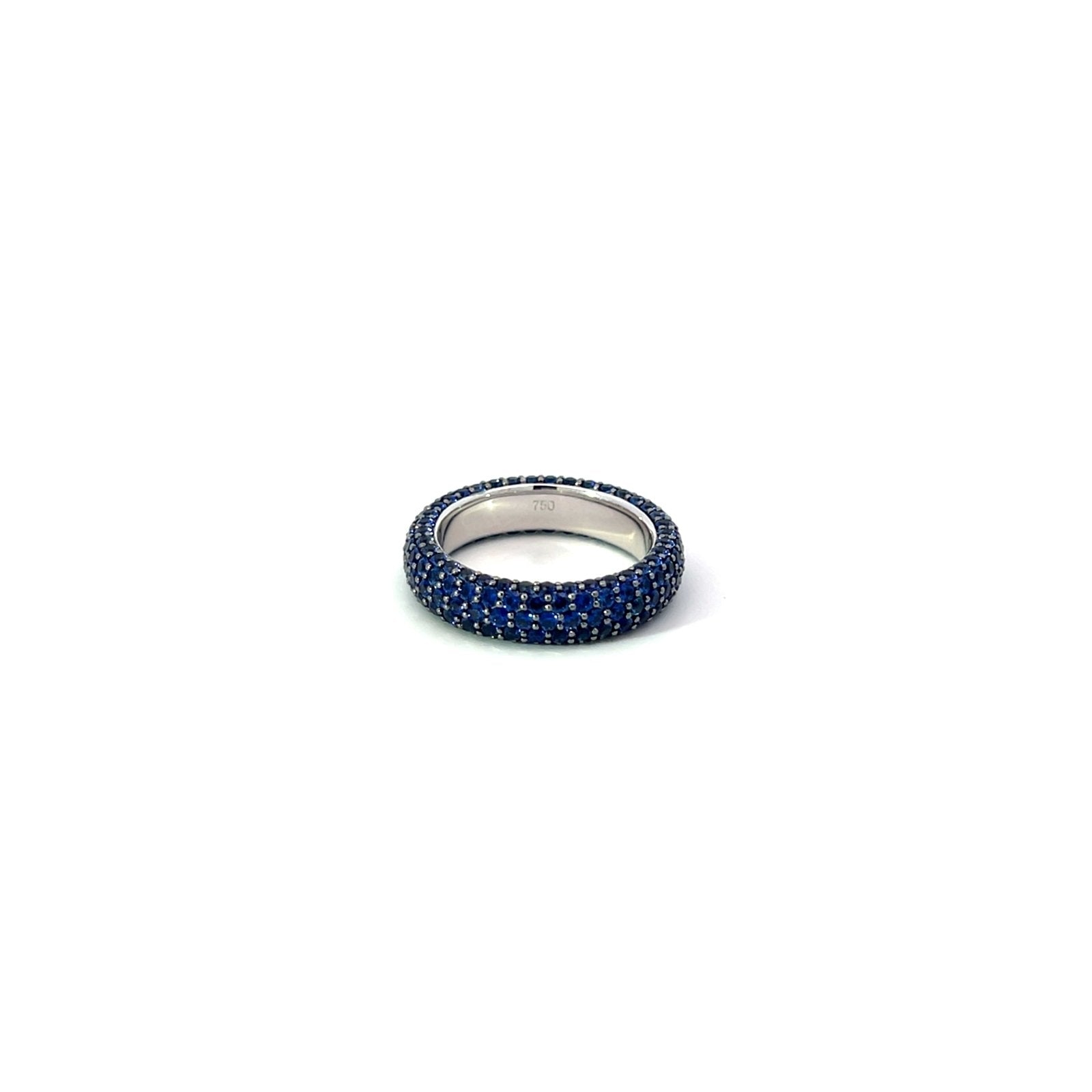 Band Blue Sapphires Diamond 18K White Gold Exclusive Ring by Natkina