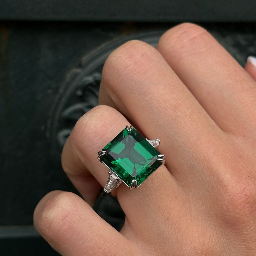 Beautiful Asscher Cut with Tappered Baguettes Ring by Natkina
