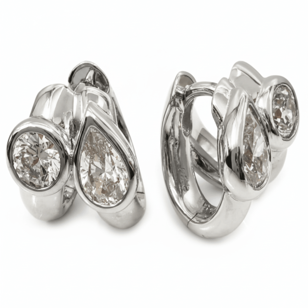Bezel-Set Mixed-Cut Huggie Hoops by Natkina