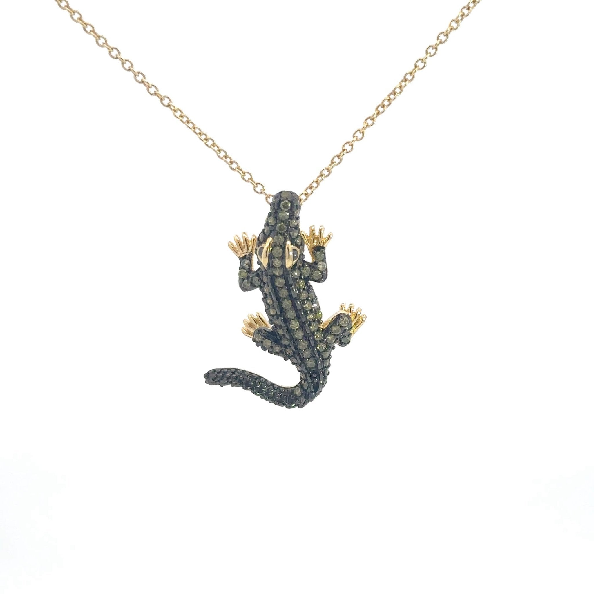 Black Alligator Gold Plated Silver Pendant by Natkina