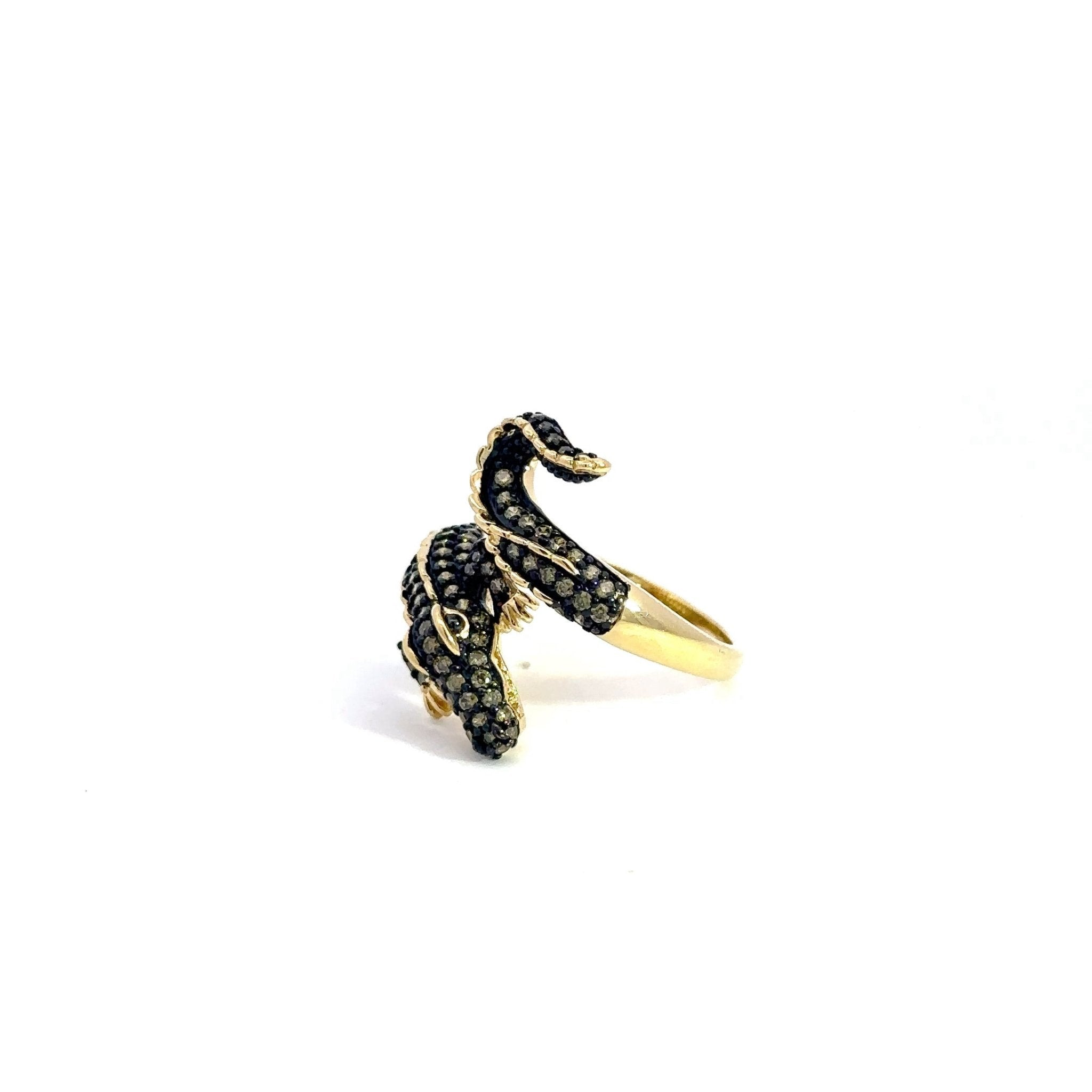 Black Alligator Gold Plated Silver Ring by Natkina