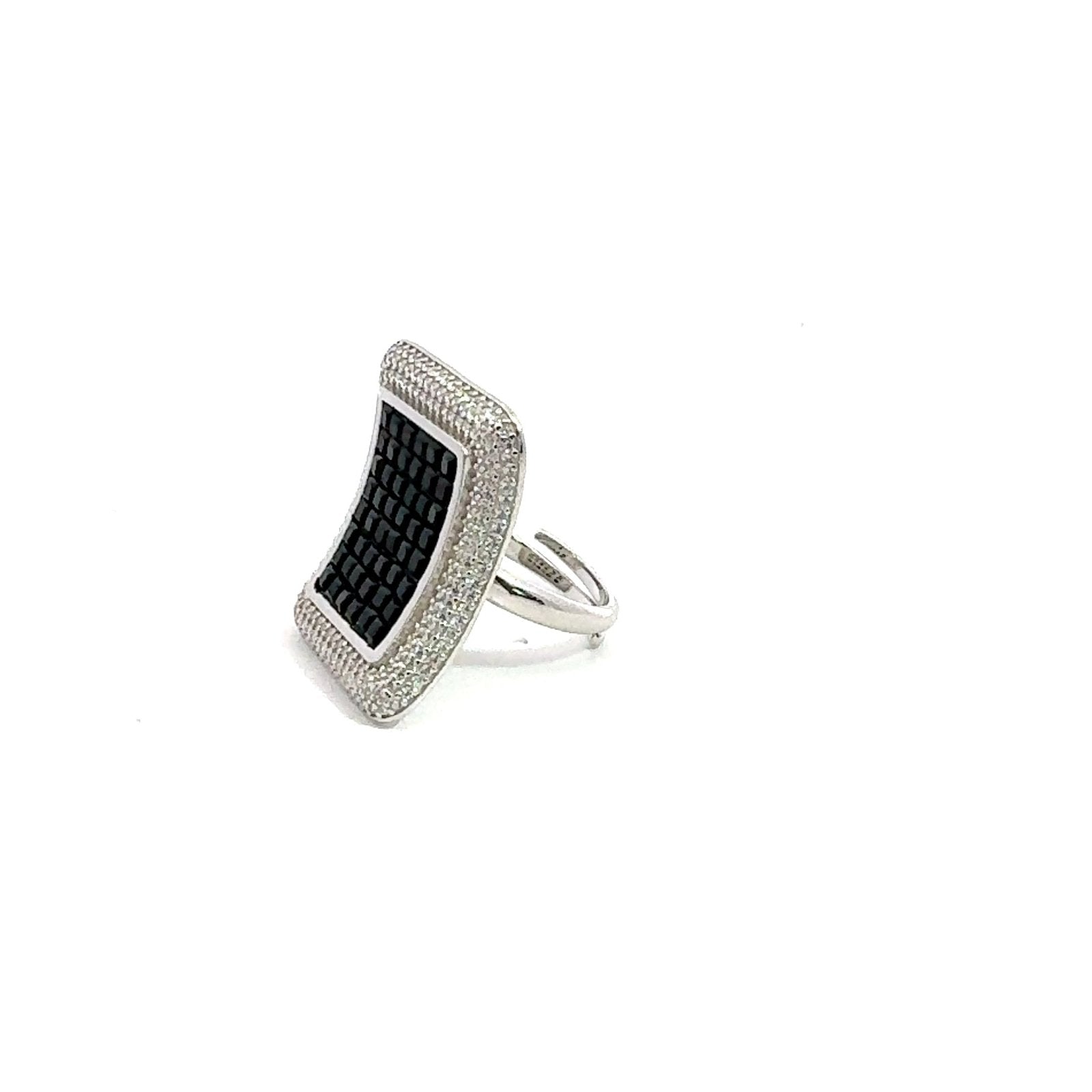 Black and White Black Mirror Silver Ring by Natkina