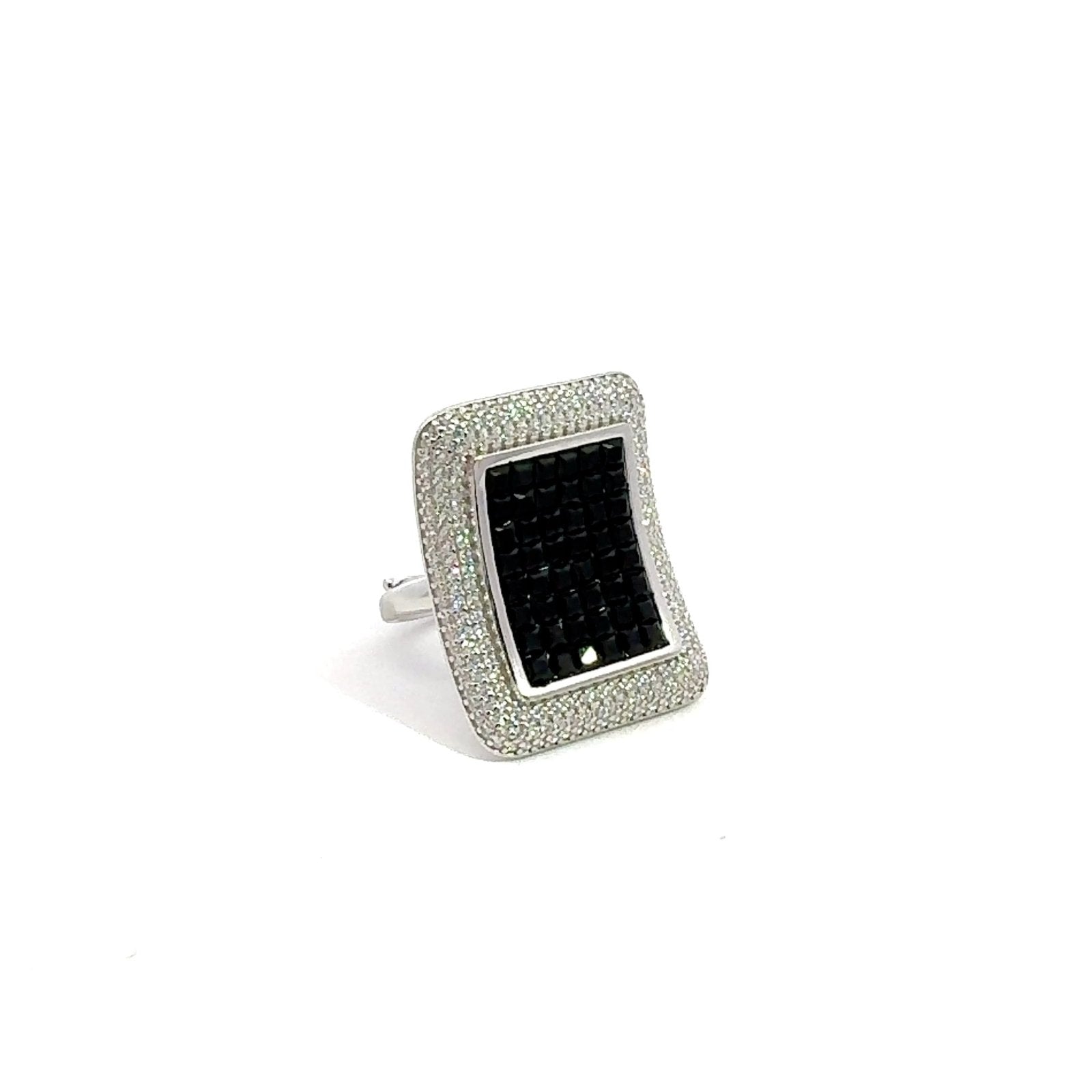 Black and White Black Mirror Silver Ring by Natkina
