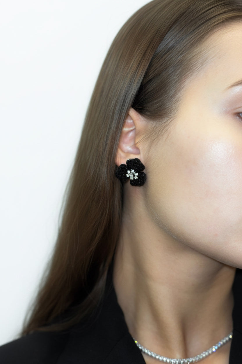 Black and White Flower Earrings by Natkina