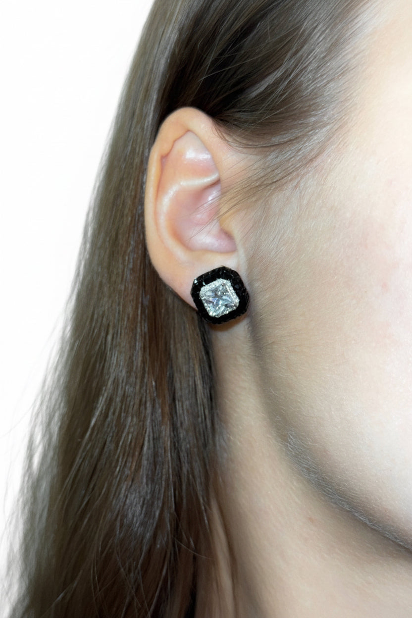 Black and White Octagon Earrings by Natkina
