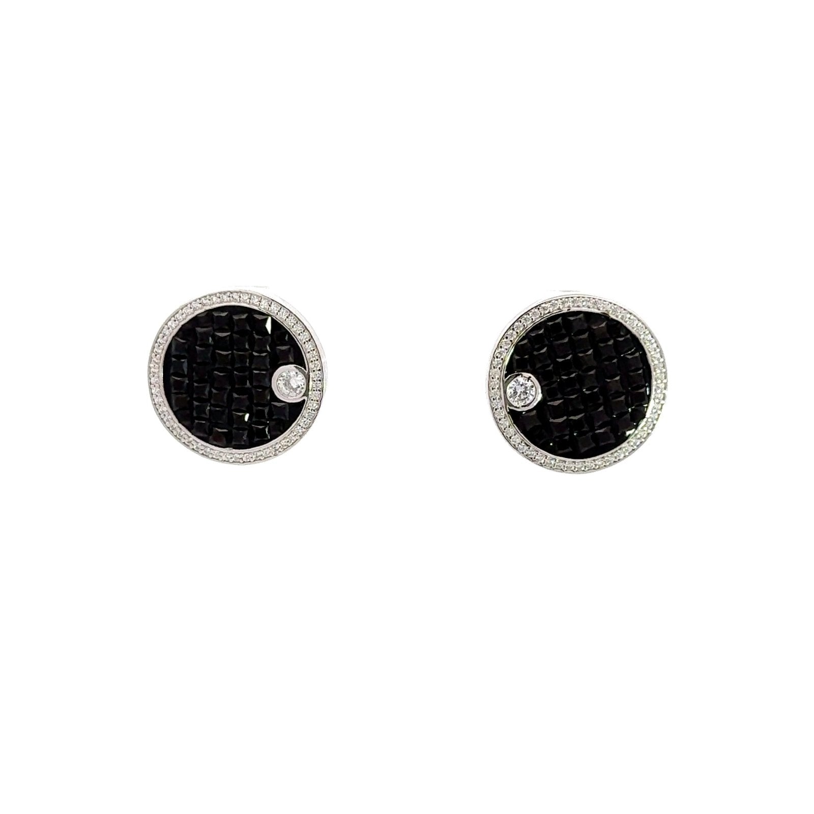 Black and White Quantum Silver Earrings by Natkina