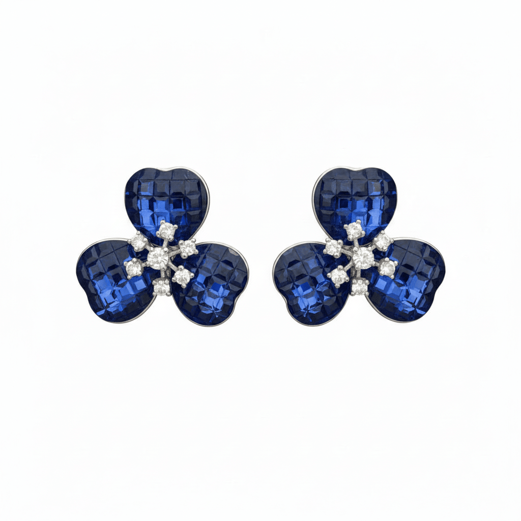 Black and White Star Trefoil Earrings by Natkina