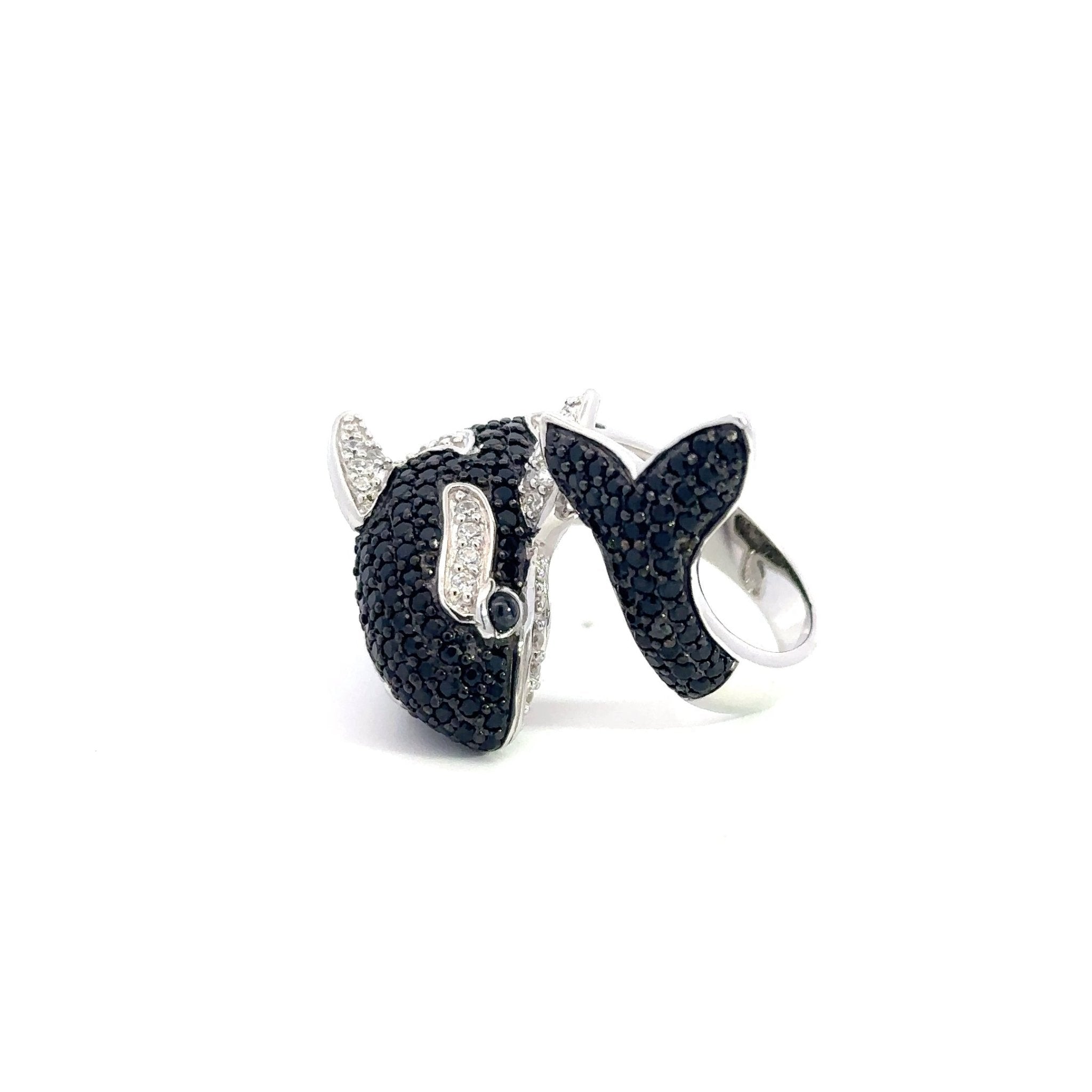 Black Killer Whale Silver Ring by Natkina