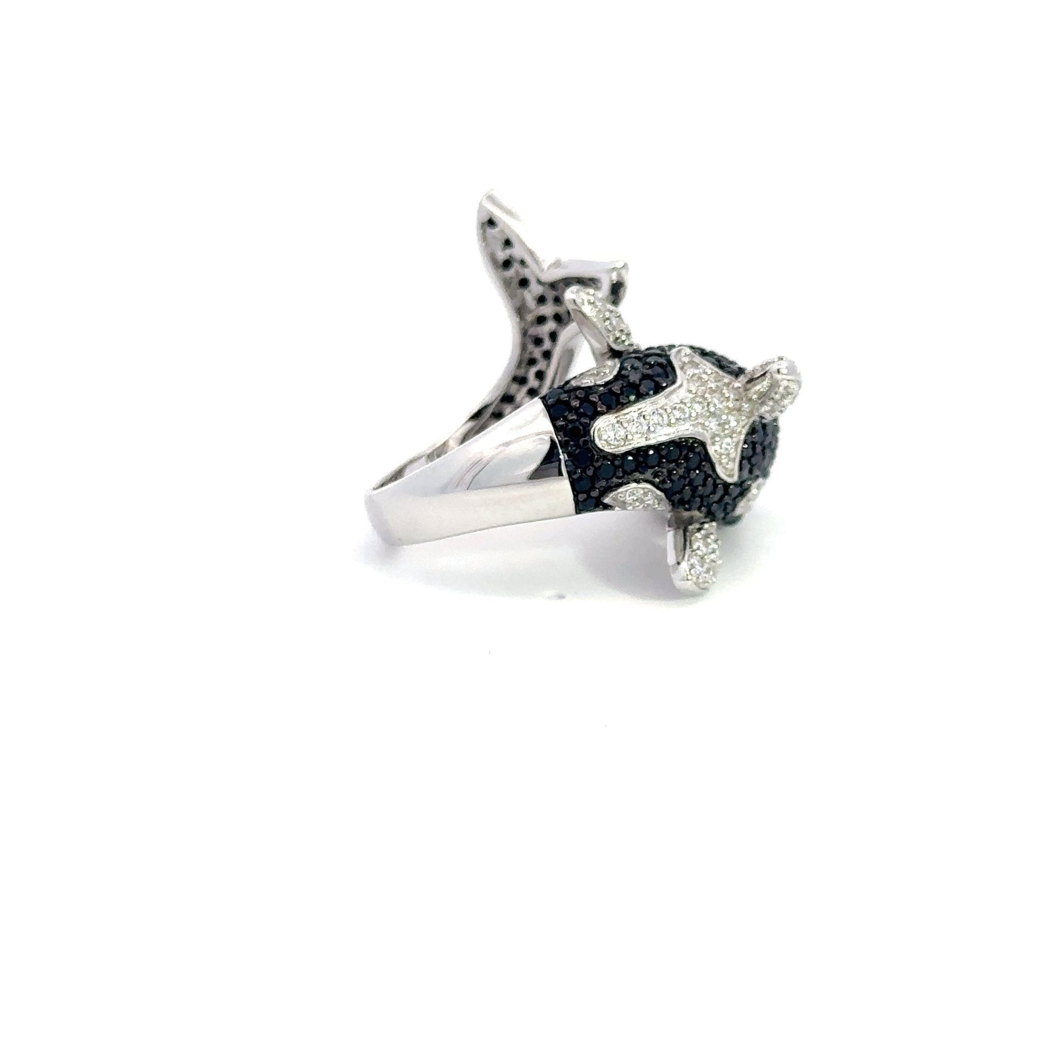Black Killer Whale Silver Ring by Natkina