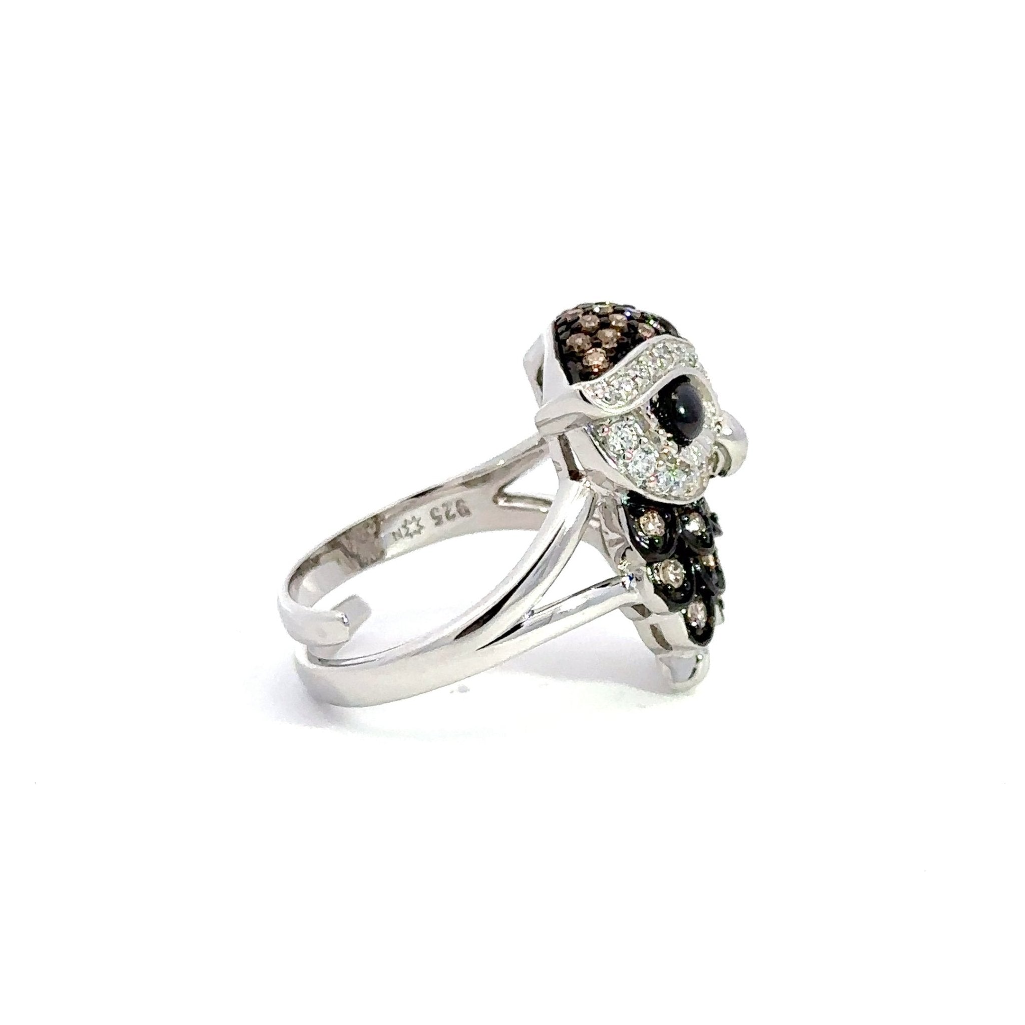 Black & White Owl SIlver Ring by Natkina