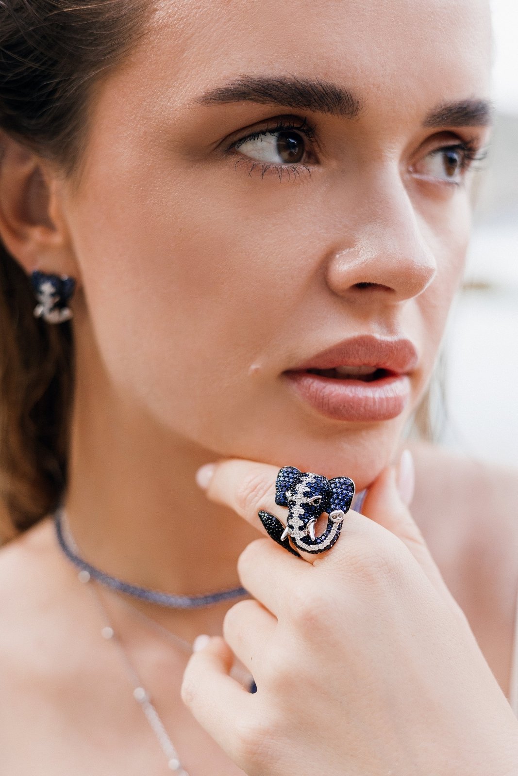 Blue Elephant Silver Ring by Natkina