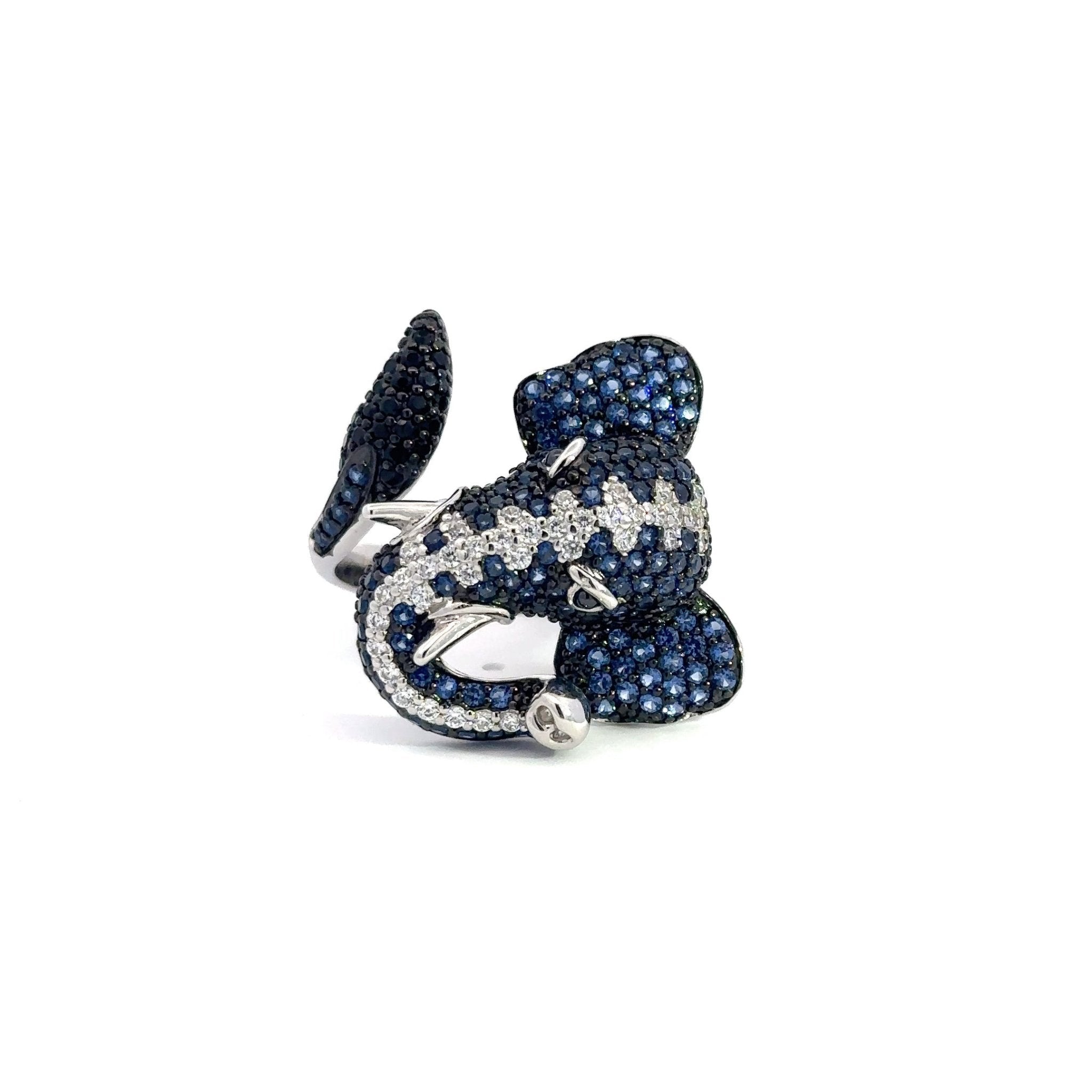 Blue Elephant Silver Ring by Natkina
