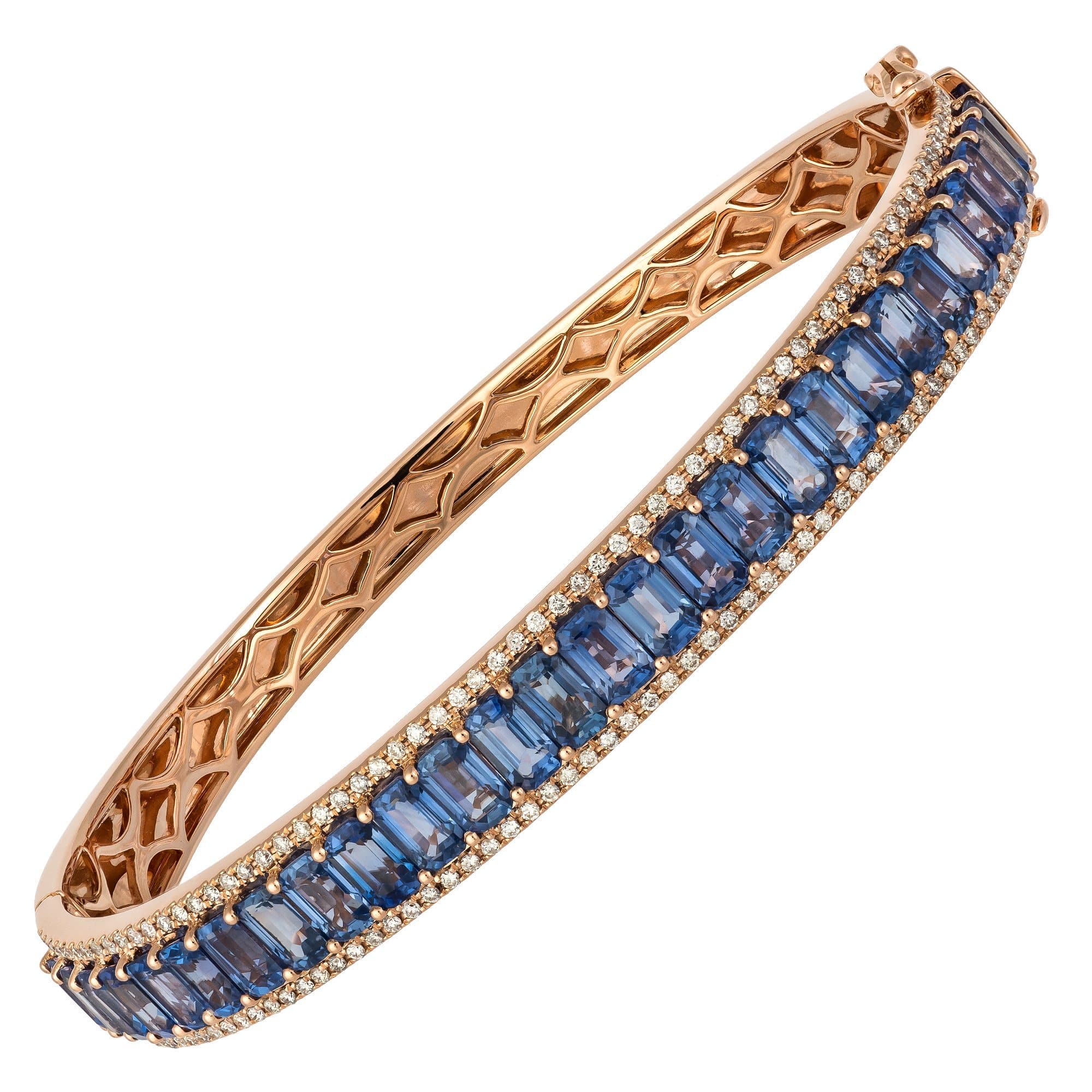 Blue Sapphire Diamond Bracelet Gold 18K Rose For Her by Natkina