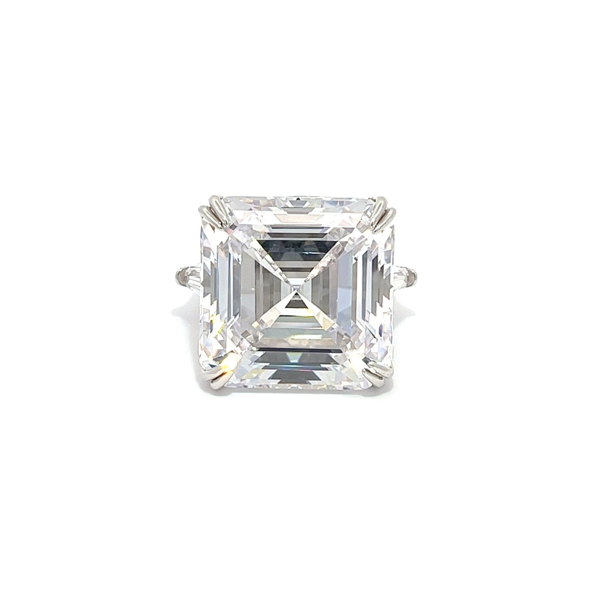 Breathtaking Asscher Engagement Ring with Tappered Baguettes by Natkina