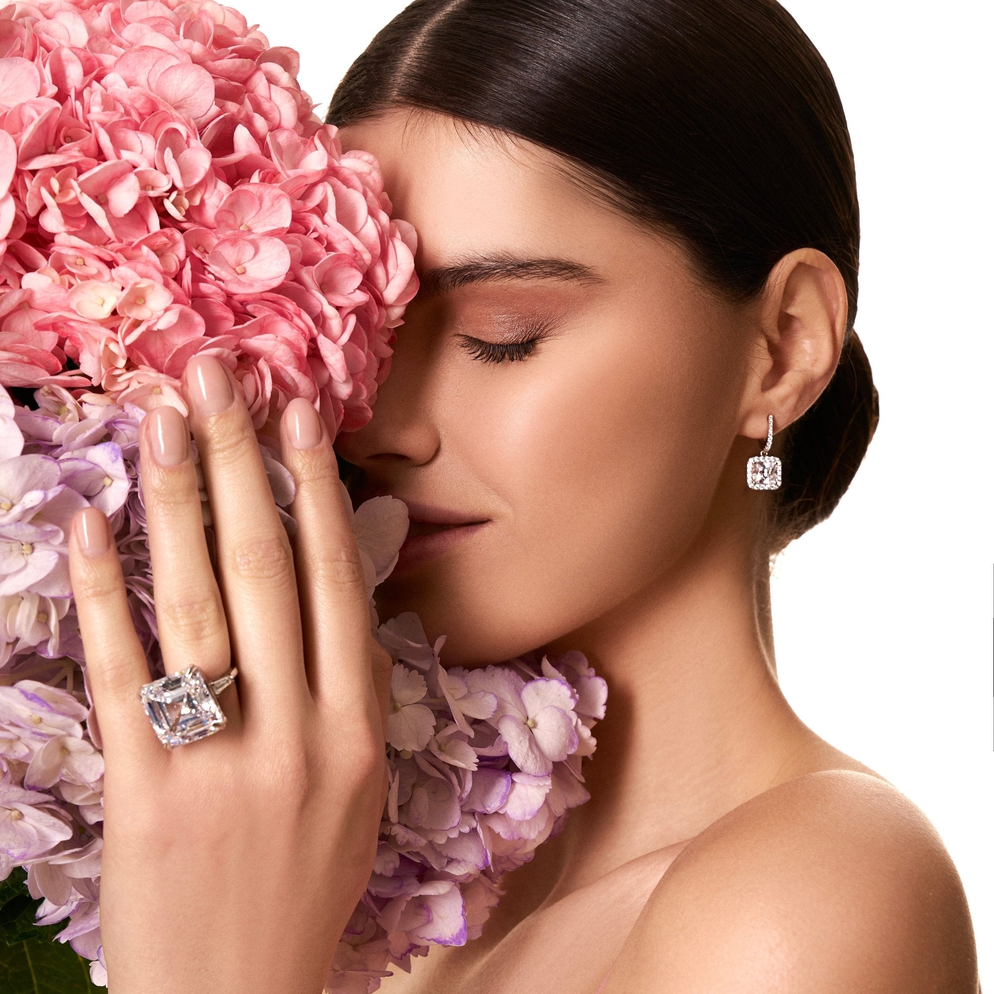 Breathtaking Asscher Engagement Ring with Tappered Baguettes by Natkina