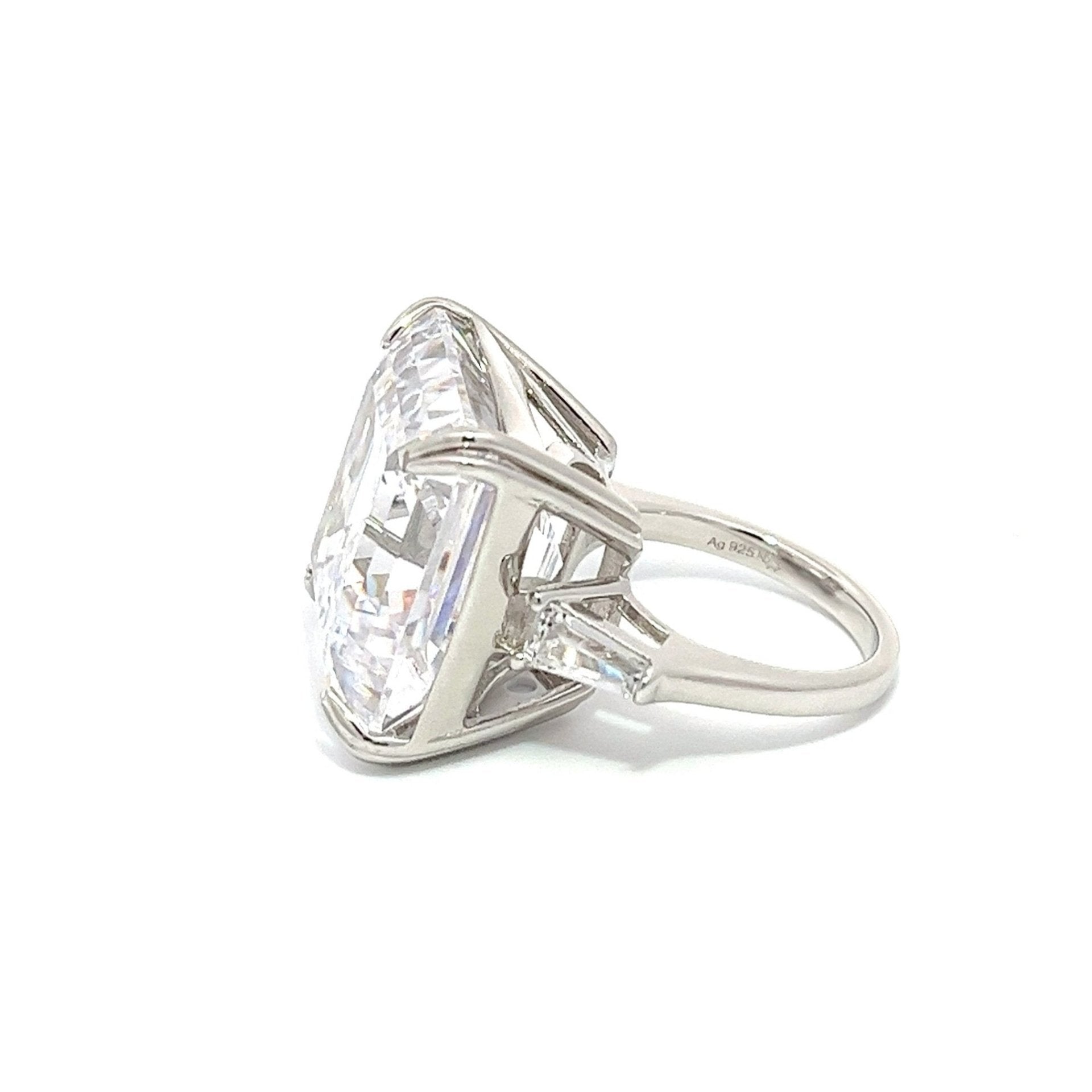 Breathtaking Asscher Engagement Ring with Tappered Baguettes by Natkina