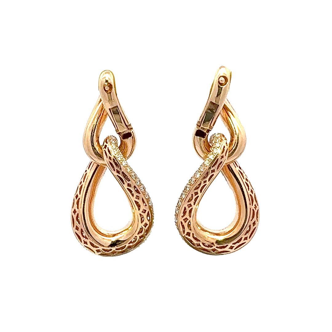 Chain Style Diamond 18K Yellow Gold Exclusive Earrings by Natkina