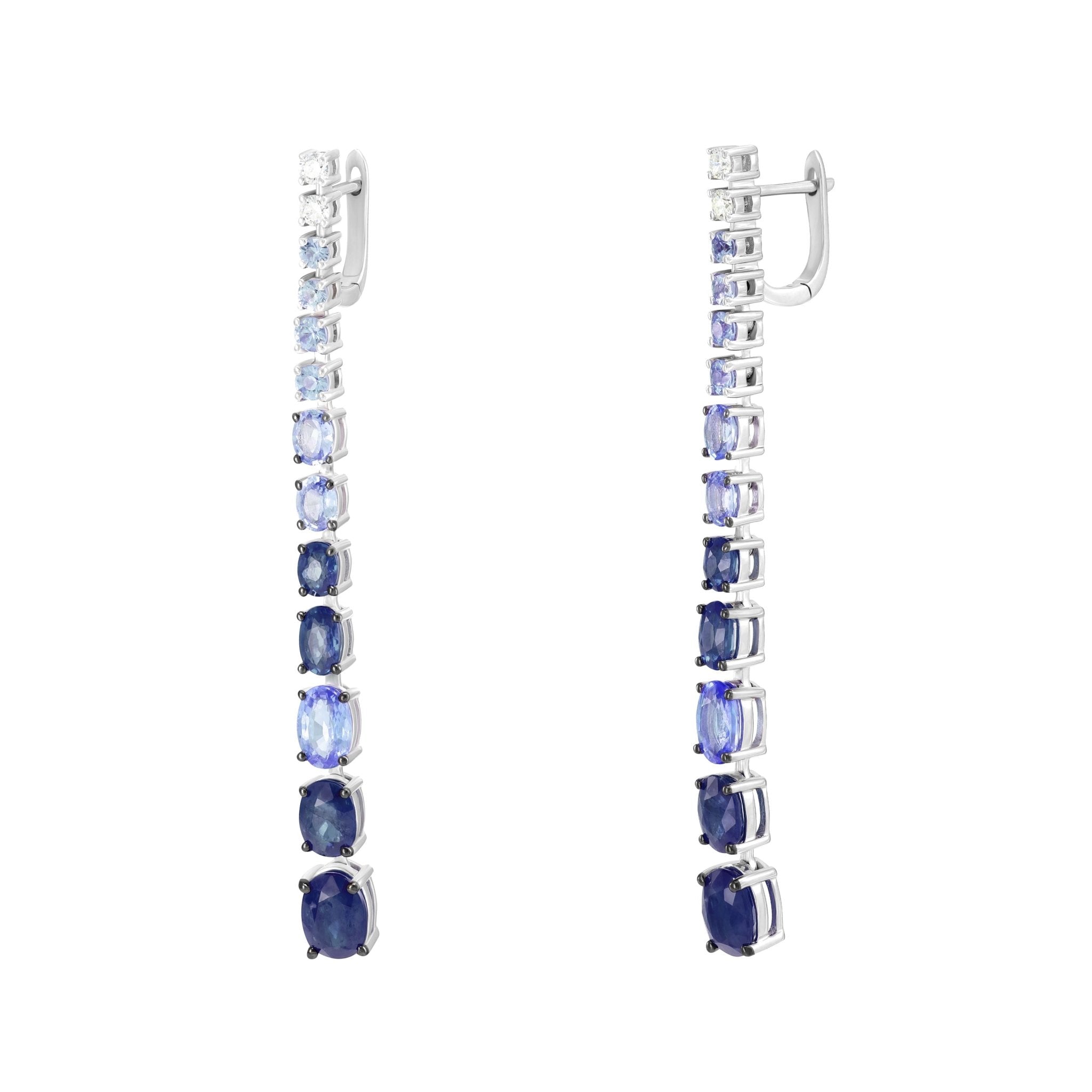 Chic Blue Sapphire Diamond Dangle Earring For Her by Natkina
