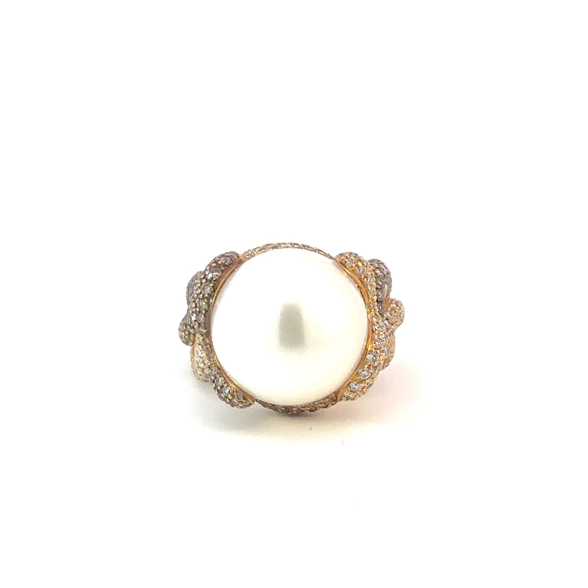 Chic Pearl Diamond 18K Yellow Gold Ring For Her by Natkina