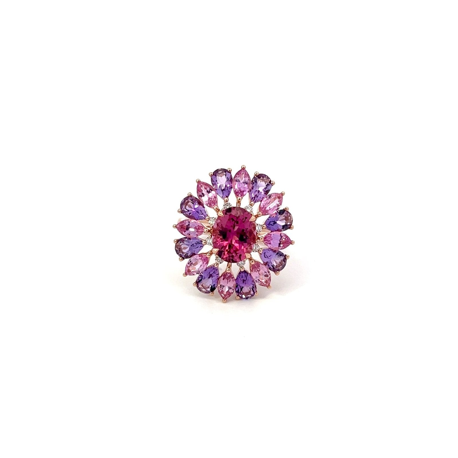 Chic Pink Sapphire Amethyst Diamond 18K Rose Gold Exclusive Ring by Natkina