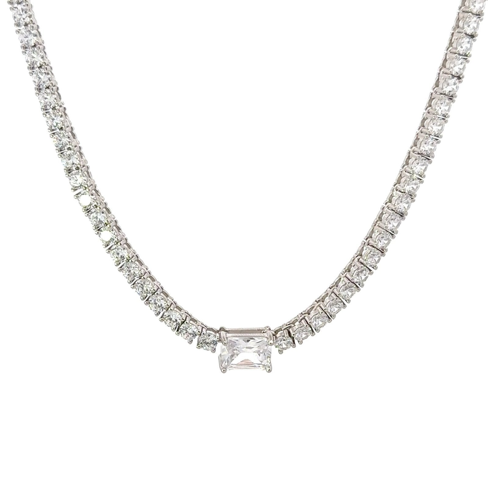 Classic Baguette Center Silver Choker by Natkina
