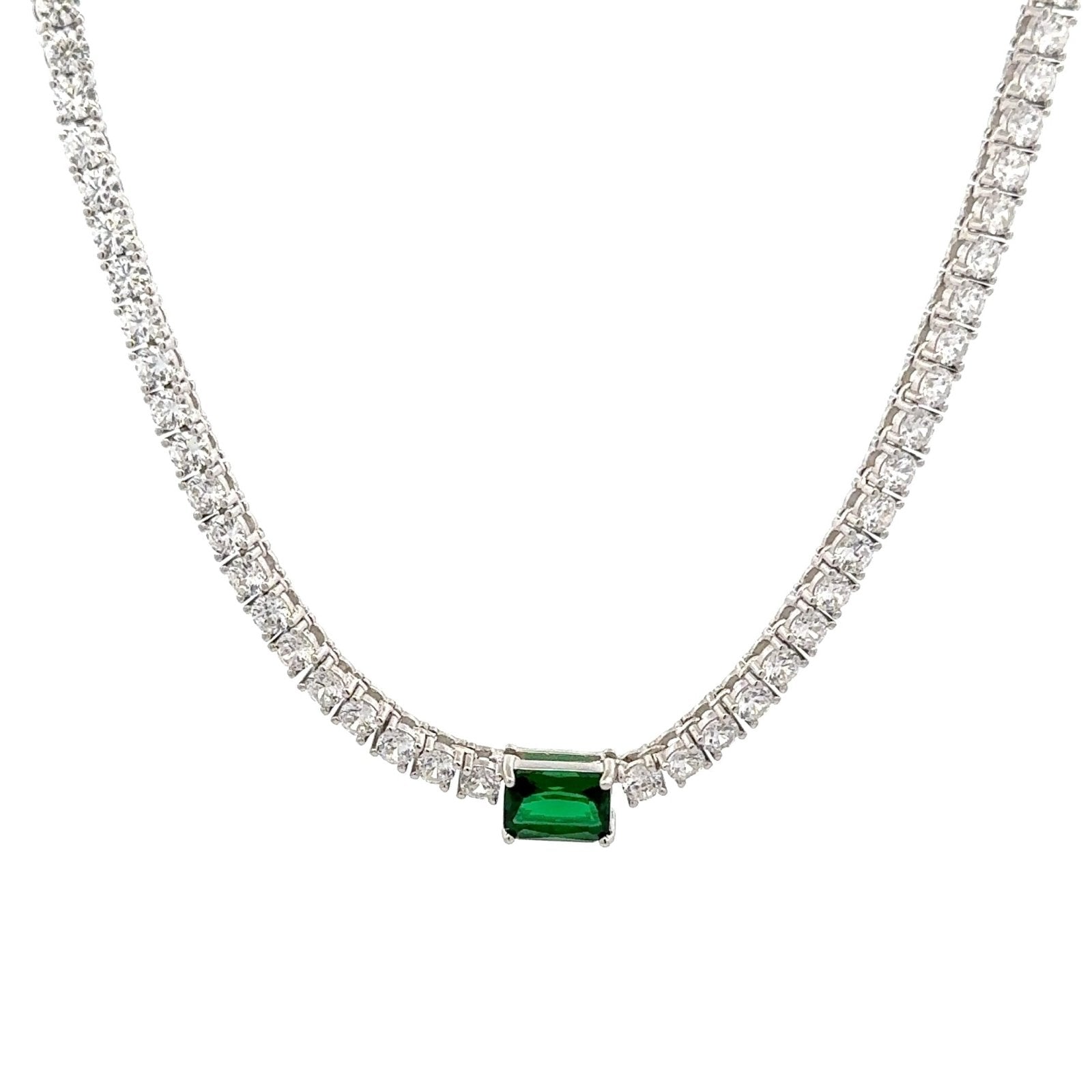 Classic Baguette Center Silver Choker by Natkina