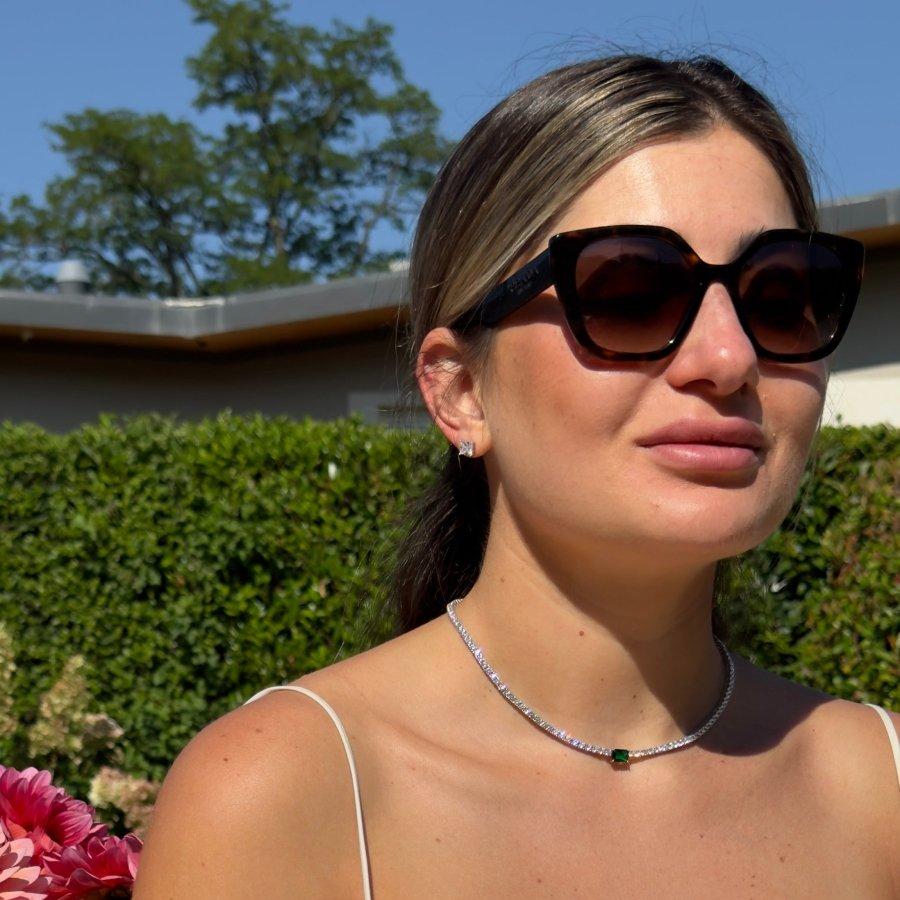 Classic Baguette Center Silver Choker by Natkina