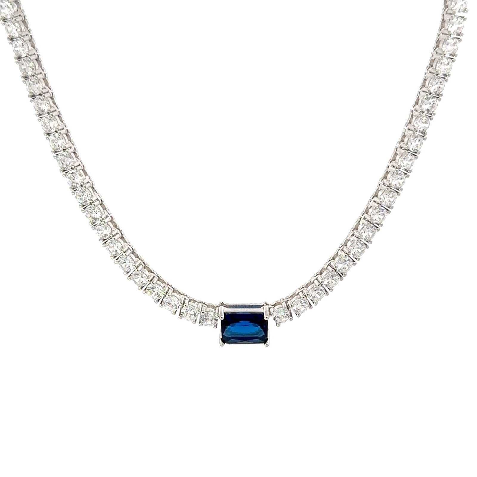 Classic Baguette Center Silver Choker by Natkina